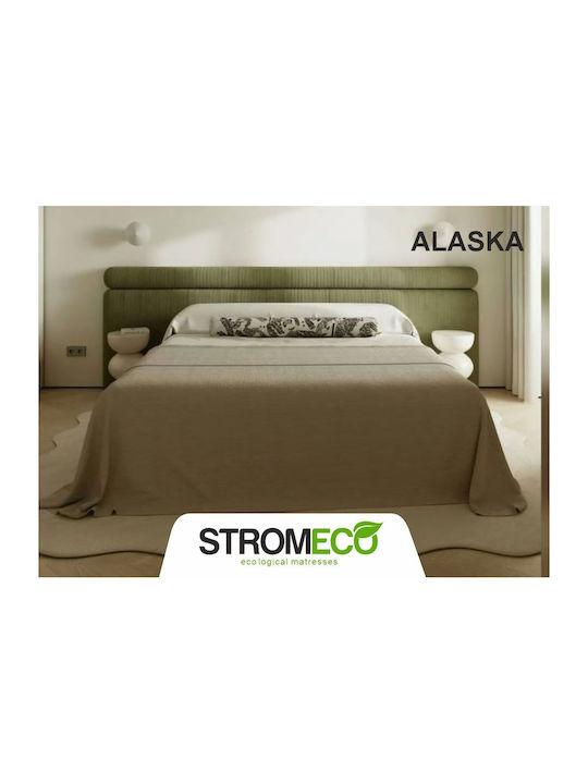 Alaska Double Bed Upholstered with Fabric Green for Mattress 170x200cm