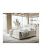 Pat Dream Dublu Tapitat Cu Material Bej Potrivit Pentru Saltea 170x200cm