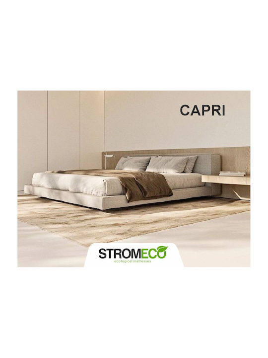 Capri Double Bed Upholstered with Beige Fabric for Mattress 170x200cm