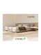 Capri Double Bed Upholstered with Beige Fabric for Mattress 170x200cm