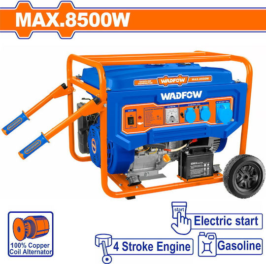 Wadfow Generators Benzin mit Kickstart, Rädern und maximaler Leistung 10.62kVA