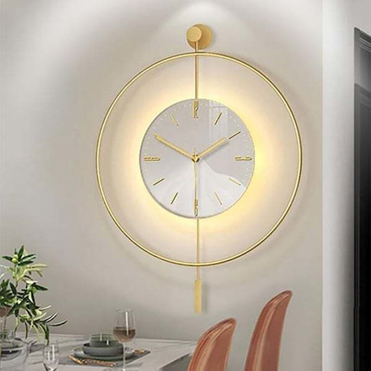 Осветен Декоративен Стенен Часовник Led Модерен Дизайн Златист 50×75cm