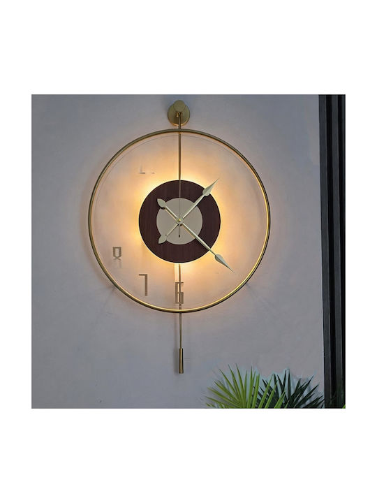 Modernes Gold Metallisches Wanduhren Mit Pendel Led Latin Zifferblatt 50×75 Cm
