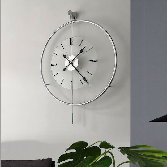 Moderner Metallischer Wanduhren Mit Pendel Silberfarbige Ausführung 50×75 Cm