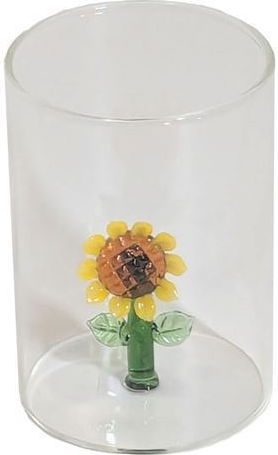Χαμηλό Sunflower Ποτήρι από Γυαλί σε Κίτρινο Χρώμα
