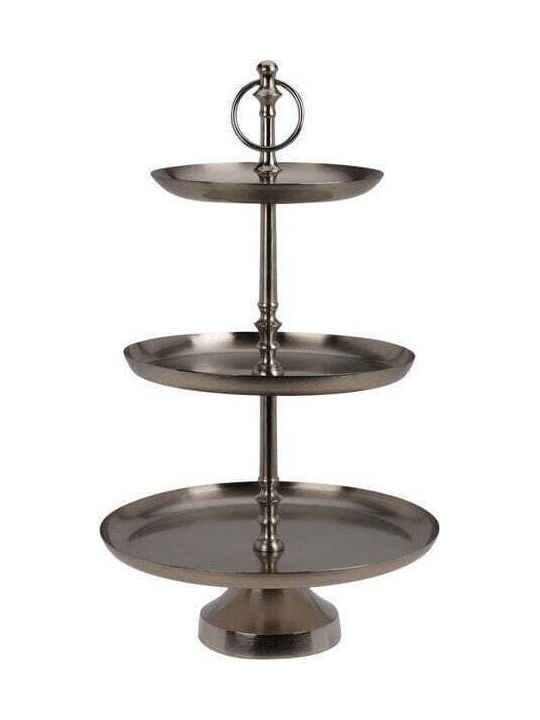 Koopman Metallisch Etagere Silber Ø30cm 1Stück