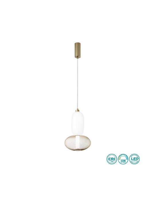 Fan Europe Led Κρεμαστό Φωτιστικό Χρυσό LED με Ρυθμιζόμενο Λευκό Φως Πλέγμα