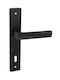 Viobrass Middle Door Lever with Plate Pair (Distance Between Lock Centers 75mm) Matte Black