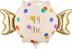 Balloon Foil Beige "happy Birthday" 5cm Balloon Foil Beige "happy Birthday" 5cm