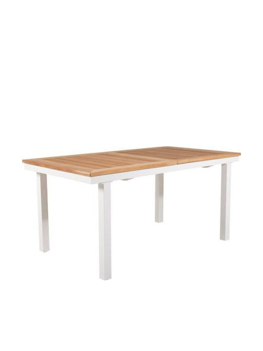 Dallas 809 Table Dining Room Extendable Metallic Light Wood Color, White 90x75cm