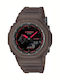 Casio Digital Men's Watch Chronograph Battery with Brown Rubber Strap