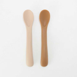 Baby Oliver Baby Set with Spoons made of Silicone Beige 2pcs