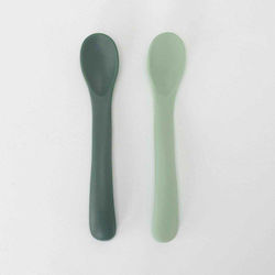 Baby Oliver Baby Set with Spoons made of Silicone Green 2pcs
