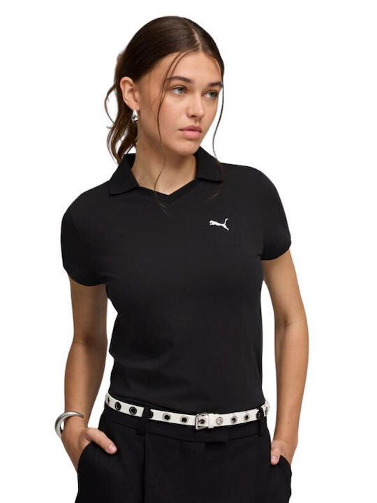 Damen Polo Bluse Kurzarm Black
