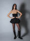 Καλοκαιρινό Mini Βραδινό Φόρεμα Strapless με Δαντέλα & Βολάν Μαύρο