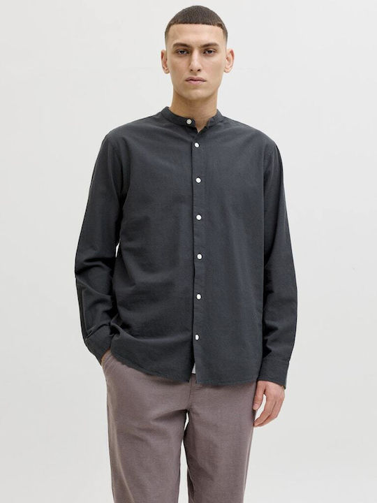 Langärmlig Leinen Hemd Black
