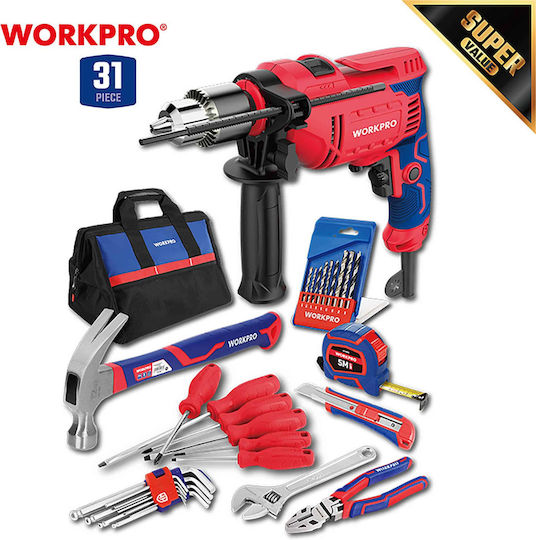 WorkPro Schlag Bohrer 710W mit Koffer