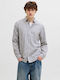 Long-sleeved Linen Shirt Striped Gray