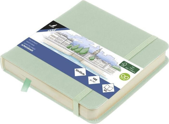 Sketchbook 12 X 12cm Mint 140gr 160 Pages Elastic Hard Cover Kangaro