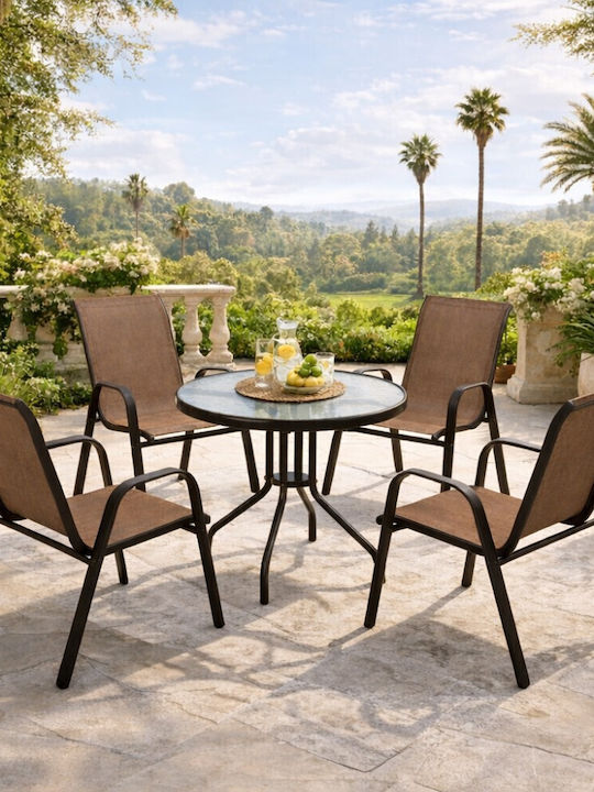 Garten- und Outdoor-Möbelsets Paros 5 Stück Braun