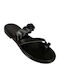 Leather Women's Flat Sandals Black