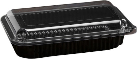 Large Sushi Boxes PET Black With Embedded Transparent Lid 210x120x30mm Height 00065 100 Pieces