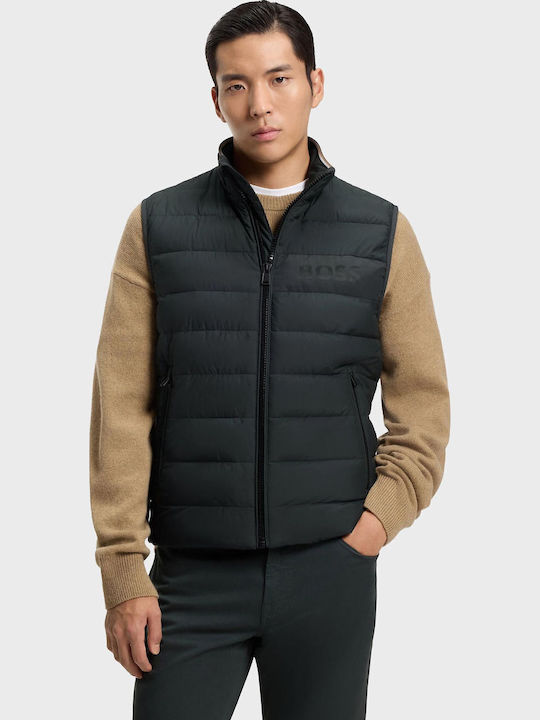 Logo Logo Sleeveless Jacket Waterproof Dark Green