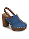 Mules mit Absatz in Blau Farbe