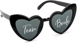 Plastic Black Heart Glasses Team Bride
