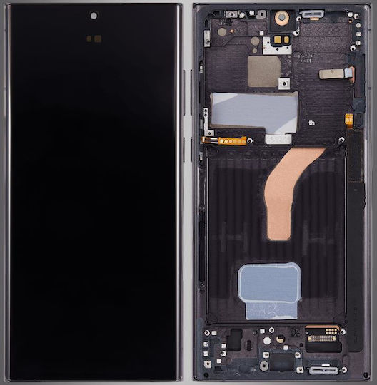 Samsung Screen with Touch Mechanism and Frame for Samsung Galaxy S22 Ultra (Black)