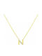 Vergoldete Halskette 9k Monogramm N Zirkon