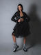 Sotris Long Women's Blazer Black with Sequins