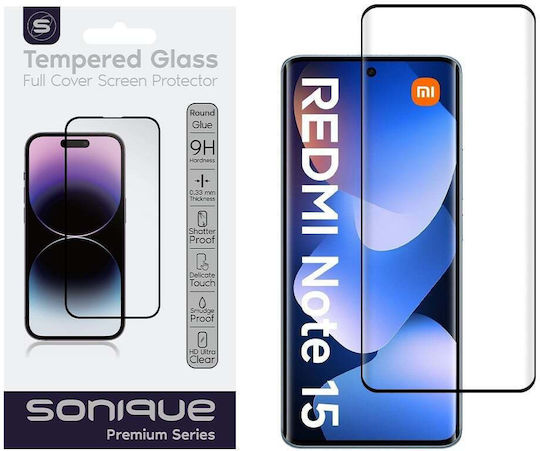 Curvy Glass Sonique Premium Series HD Full Cover 9H Compatible with Xiaomi Redmi Note 15 5G Black