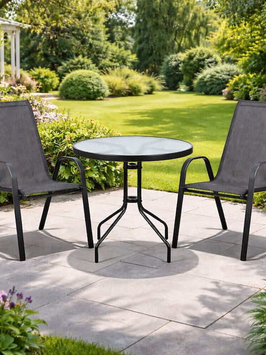 Paros 3-Pieces Dining Set for Small Outdoor Spaces Gray