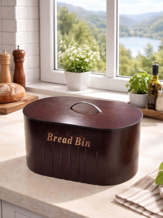 Galifas Bread Box with Lid Wooden Brown 35x25.5x18cm