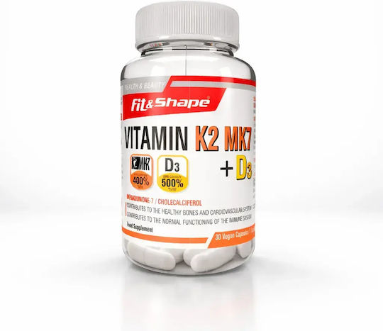 Fit & Shape K2 MK7 + D3 Vitamin for Immune System Boost & Bone Health 30 caps