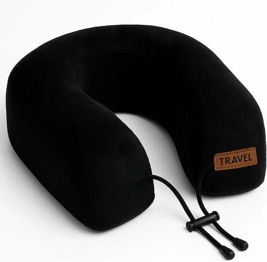 Orthopedic Travel Pillow Memory Foam Black 28x30x11cm