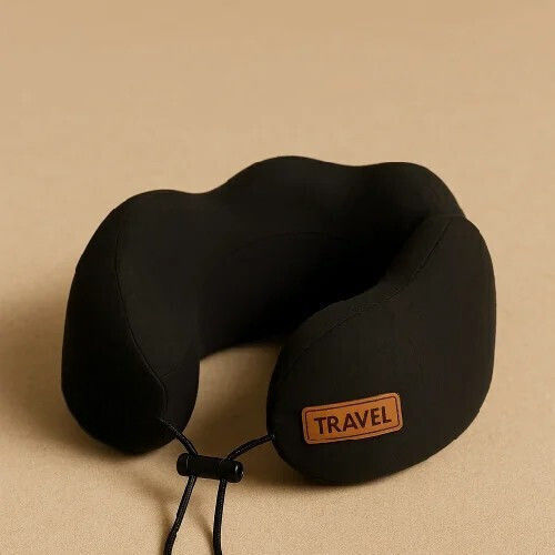 Orthopedic Travel Pillow Memory Foam Black 36x33cm