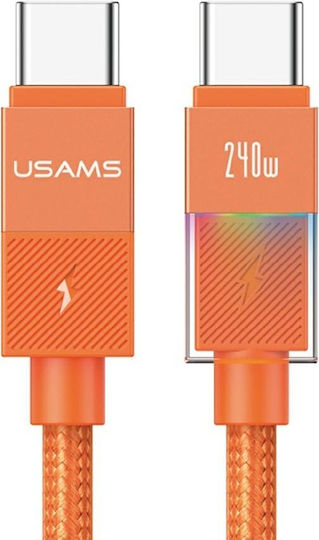 Usams USB 2.0 Cable USB-C male - USB-C 240W PD Πορτοκαλί 1.2m SJ775USB02