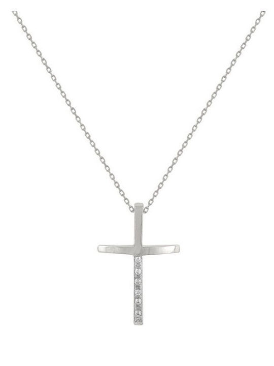 Atofio Kosmima Women's White Gold Cross 9K with Chain