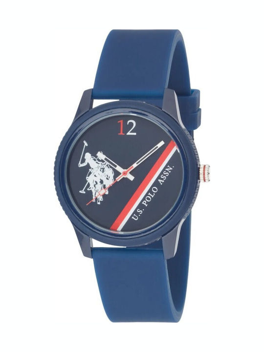 U.S. Polo Assn. Γυναικείο Ρολόι Μπαταρίας με Μπλε Καουτσούκ Λουράκι