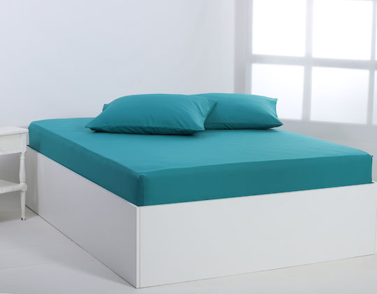 Silk Fashion Super-Double 165x200+35cm Fitted Sheet Teal Blue Silk Fashion Super-Double 165x200+35cm Fitted Sheet Teal Blue