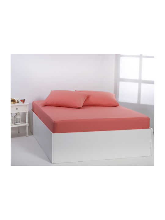 Silk Fashion Sheet Super-Double with Elastic 165x200cm. Coral Almond