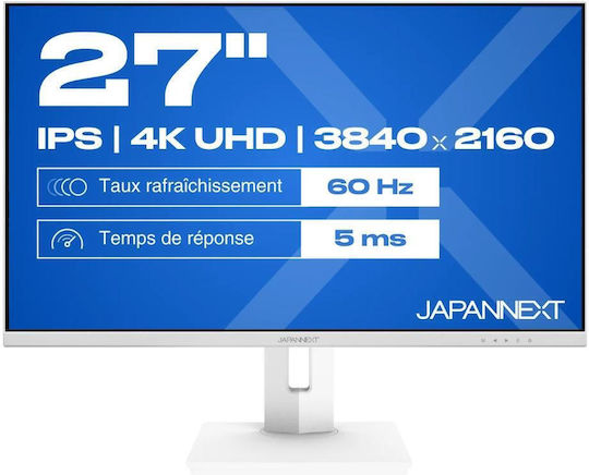 Japannext Japannext IPS Monitor 27 Inch 4K 3840x2160 with Response Time 8ms GTG White