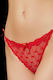 Damen Slip Zeichenfolge Transparent Kleine Herzen & Spitze Abschluss – Rote