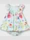 Mädchenkleid Ärmellos Blumen Hellblau