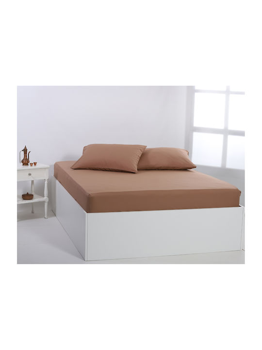Silk Fashion Σεντόνι Υπέρδιπλο με Λάστιχο 165x200+35εκ. Praline