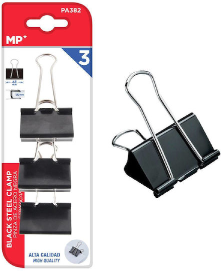 Madrid Papel Klammern 41mm Schwarz 3Stück