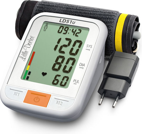 Little Doctor Ld 51u Tensiometru Electronic de Braț Manșetă 22 42 Cm Indicator OMS Adaptor de Alimentare Inclus Alb Gri
