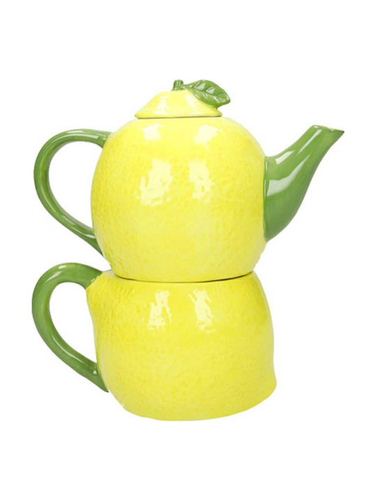 Marva Ceainic cu Cană Ceramică Maro